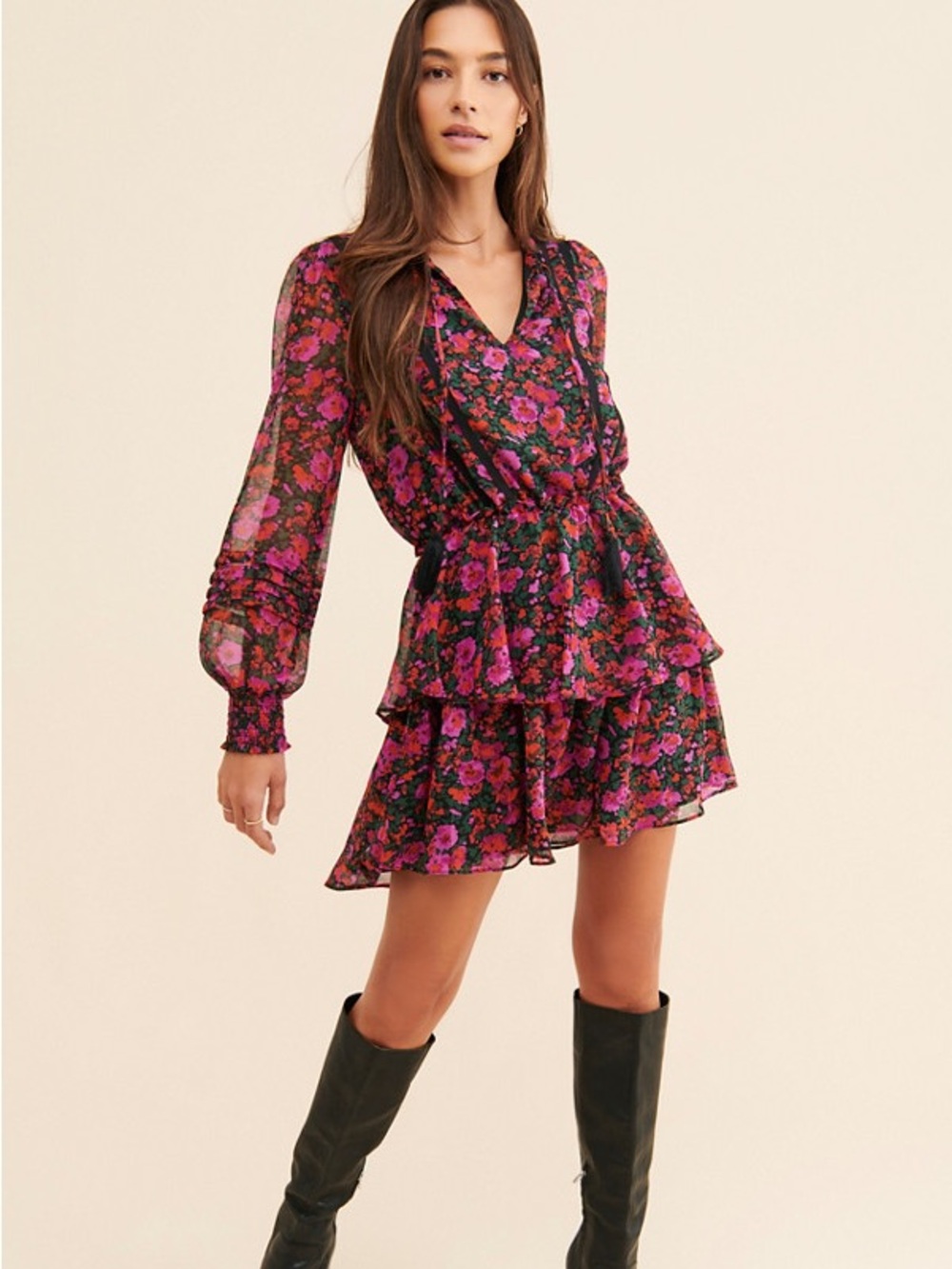Allison New York Floral Tiered Mini Dress